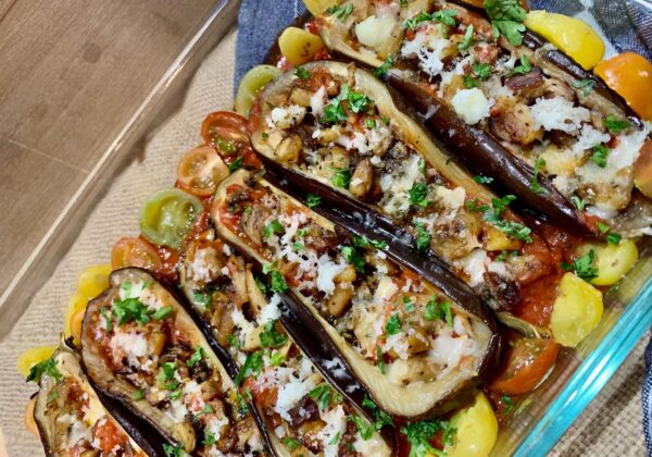 Anita’s Delicious Eggplant Stuffed with Italian Sausage