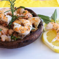 Portobello mushroom stuffed with shrimp