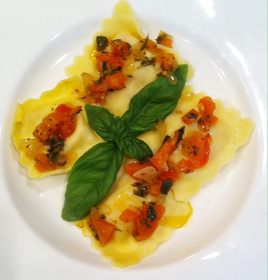 LOBSTER RAVIOLI WITH HERBS AND TOMATOE SAUCE