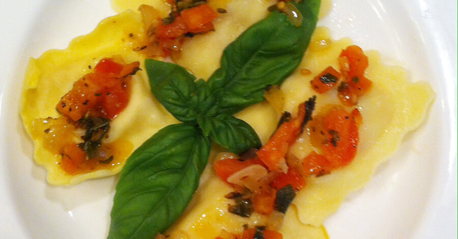 LOBSTER RAVIOLI WITH HERBS AND TOMATOE SAUCE