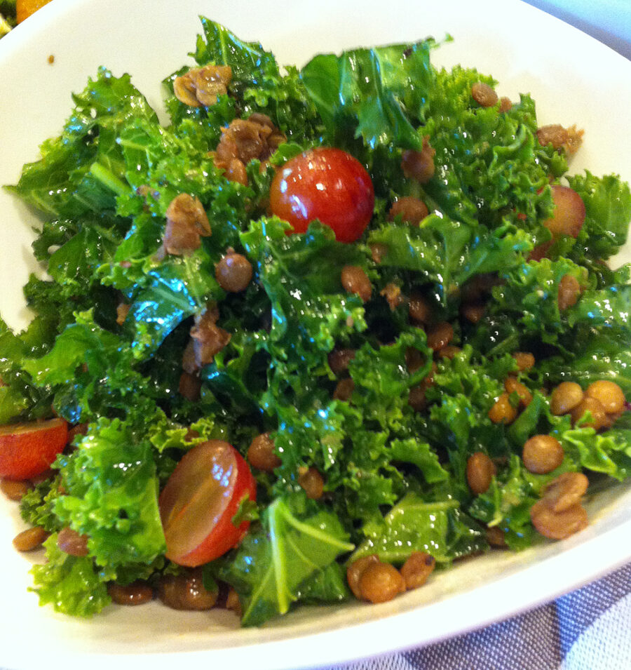 kale salad with lentels