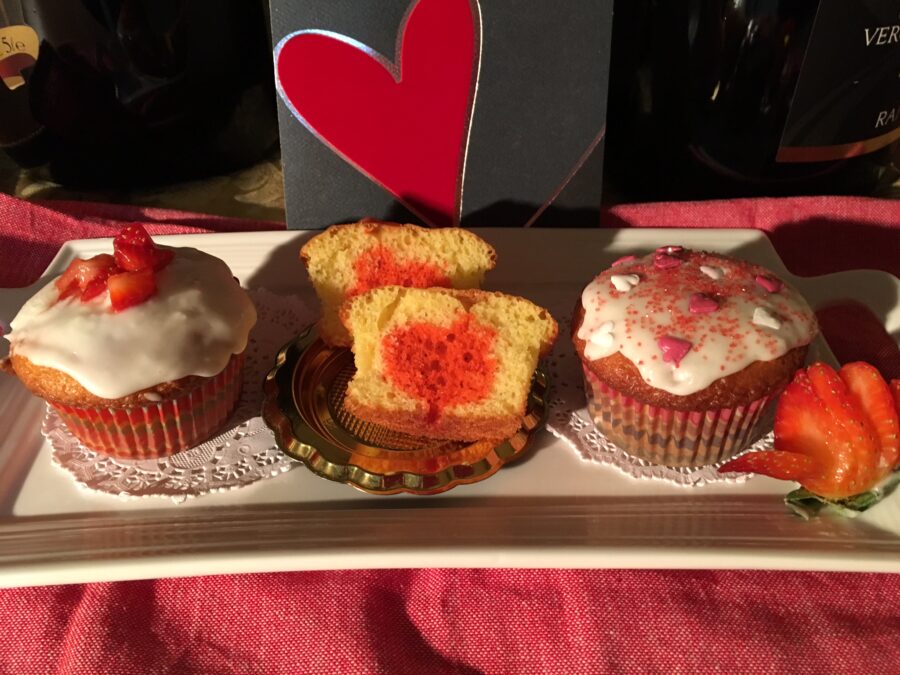Heart Filled Cupckaes for three