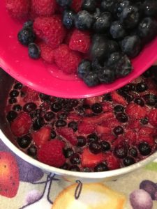 BERRIES PUDDING ADDING BLUEBERRIES AND RASPBERRIES