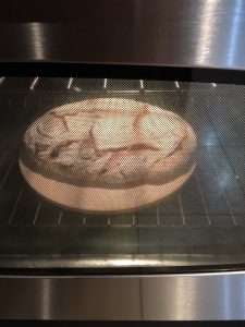 bread loaf in oven