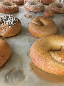 bagel baked topped with poppy seeds, sesame seeds 2020